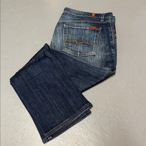 7 For All Mankind Dark Blue Straight Jeans